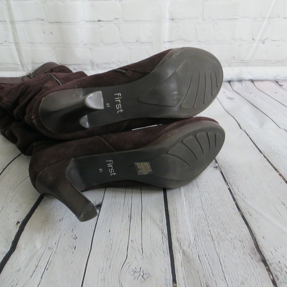 Slouchy Brown Tall Suede Boots - Picture 3 of 3